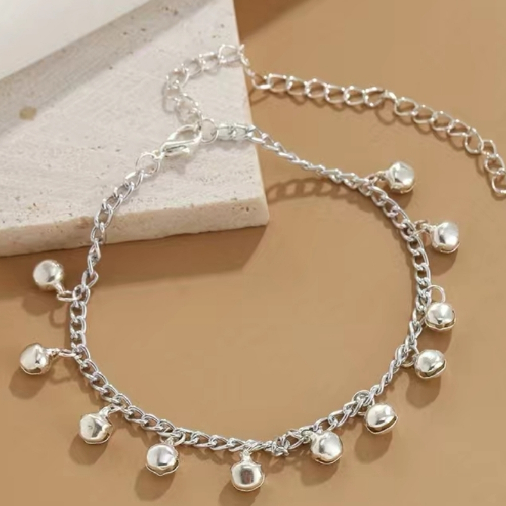 NEW. SILVER BELLS ADJUSTABLE BOHO ANKLET. - Picture 5 of 5